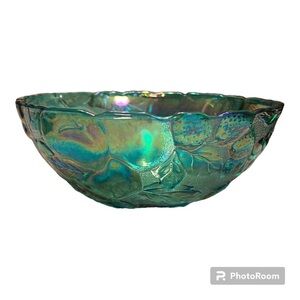 Indiana glass Madeira green iridescent bowl